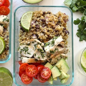Cilantro Lime Chicken Meal Prep with Cauliflower Rice