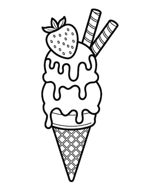 Strawberry-topped ice cream cone